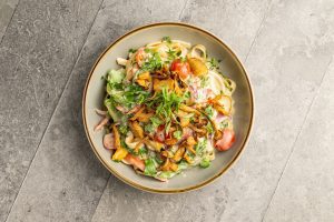 Pasta and Salad at Cork & Batter | Restaurant Near SoFi Stadium and Kia Forum in Inglewood, CA